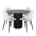 Venture Home Matgrupp Monte Carlo med 4 Pobbie Stolar Marbs Round Dining Table Black Glass Marble+Polar GR22122