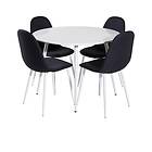 Venture Home Matgrupp Plake med 4 Pobbie Stolar Polyestertyg Runt Plaza Round Table White top /Polar Chair Black Fabric_4 GR19553