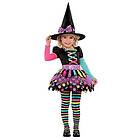 Amscan Barndräkt färgglad häxa, klänning, häxhatt, strumpbyxor, änk, trollkarl, temafest, karneval, halloween, svart, 3 till 4 år