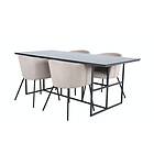 Venture Home Matgrupp Lund matbord och Bergen matstol Leif Dining Table Black smoked Glass+Berit GR22378