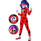 Rubies Rubie's Officiell Miraculous Ladybug Deluxe barndräkt och ögonmask, superhjälte, barnstorlek stor ålder 7–8