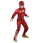 Rubies The Flash Deluxe kostym för barn, Jumpsuit med muskulös bröst, stövlar och mask, Officer DC Comics, The Flash för Carnival, Halloween