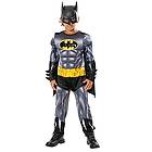 Rubies Batman Metallic Core Deluxe kostym för barn Jumpsuit tryckt med muskulös bröst kappa och mask Officiell DC Comics Carnival Halloween 