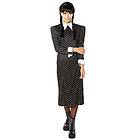 Rubies Onsdag Addams kostym för kvinnor svart tryckt klänning Officer Wednesday Halloween Carnival Fester och Cosplay