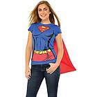 Rubies Rubie's Officiell DC Comic Supergirl T-shirt set, dam omedelbar kostym kit T-shirt och bifogad kappa, dam storlek XL