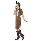 Smiffys 45976L – damer indianer fighter prinsessor kostym, klänning och hårband, storlek: 44–46, brun