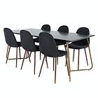 Venture Home Matgrupp Annika Valnöt med 6 Pobbie Stolar Pippi Dining Table Distressed Copper Black Veneer+Polar GR22347