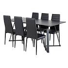 Venture Home Matgrupp Madde med 6 Sly Stolar Marina Table Black top /Slim High Back Chair PU_6 GR20232