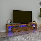vidaXL Tv-bänk med LED-belysning Rökfärgad ek 200x36,5x40 cm 3152815