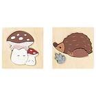 Fabelab 2-pack Träpussel Mushroom & Hedgehog Brun 0-3