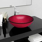 vidaXL Handfat härdat glas 42x14 cm röd 345266