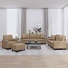 vidaXL Soffgrupp med kuddar 4 delar cappuccino konstläder 3201357