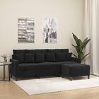 vidaXL 3-sitssoffa med fotpall svart 180 cm sammet 3201112