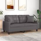 vidaXL 2-sits soffa med prydnadskuddar grå 140 cm konstläder 3200805