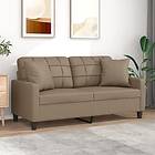 vidaXL 2-sæders soffa med prydnadskuddar cappuccino 140 cm konstlæder 3200807