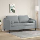 vidaXL 2-sits soffa med prydnadskuddar ljusgrå 140 cm tyg 3200845