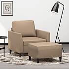 vidaXL Fåtölj med fotpall Cappuccino 60 cm konstläder 3201121