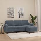 vidaXL 3-sitssoffa med fotpall mörkgrå 180 cm sammet 3201175