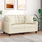 vidaXL 2-sits soffa med prydnadskuddar gräddvit 120 cm konstläder 3200799