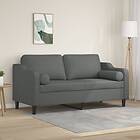 vidaXL 2-sits soffa med prydnadskuddar mörkgrå 140 cm tyg 3200846