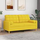 vidaXL 2-places soffa med prydnadskuddar ljusgul 140 cm tyg 3200787