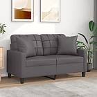 vidaXL 2-places soffa med prydnadskuddar grå 120 cm konstläder 3200800