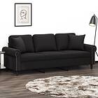 vidaXL 3-sitssoffa med prydnadskuddar svart 180 cm sammet 3200960