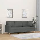 vidaXL 3-sits soffa med prydnadskuddar mörkgrå 180 cm tyg 3200918