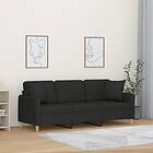 vidaXL 3-sæders soffa med prydnadskuddar svart 180 cm tyg 3200921