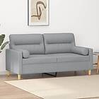 vidaXL 2-sits soffa med prydnadskuddar ljusgrå 140 cm tyg 3200821