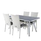 Venture Home Matgrupp Vyn med 4 Hanna Matstolar Virya Dining Table White Alu Grey Glass small table+An GR21513