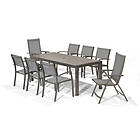Lifestylegarden Matgrupp Solana med 6 Stolar och 2 Positionsstolar table 201+6 carver chairs+2 pos. grey 43221