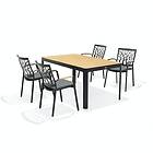 Lifestylegarden Matgrupp Portals 160 cm med 4 Tree Stolar table 161 carver chairs black 43102