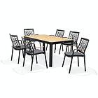 Lifestylegarden Matgrupp Portals 160 cm med 6 Tree Stolar table 161 carver chairs black 43107