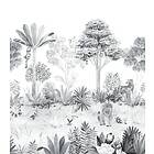 Sian Zeng Jungle Mural Wallpaper Grey JungleG01