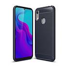 Inskal Huawei Y6 Y6S (2019) Skal TPU Borstad Kolfiber Mörkblå