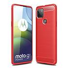 Inskal Motorola Moto G9 Power Brushed Carbon Fiber Flexible Plastic Case Röd