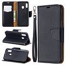 Inskal Samsung Galaxy A20e Leather Wallet Case & Strap Svart