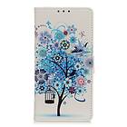 Inskal Sony Xperia L4 Leather Wallet Case Flowers Wood Blue