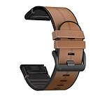 Inskal Universal Garmin Strap (26mm) läder & silikonrem Ljusbrun