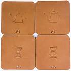 Kanso Coffee Handmade Leather Coaster Set of 4. Tanned Brown