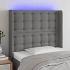 vidaXL Sänggavel LED mörkgrå 103x16x118/128 cm tyg 3124473
