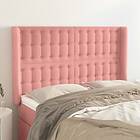 vidaXL Sänggavel med kanter rosa 147x16x118/128 cm sammet 3120067