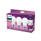 Philips Klassisk LED-standard 7W 827, 806 lumen, E27, matt, (3-pack)