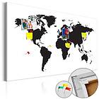 Arkiio Anslagstavla World Map Black and White Elegance A3-Pinnwand575A