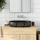 vidaXL Handfat svart oval 59x40x14 cm keramik 155102