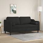 vidaXL 2-sæders soffa med prydnadskuddar svart 140 cm tyg 3200849