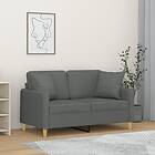 vidaXL 2-places soffa med prydnadskuddar mörkgrå 120 cm tyg 3200902
