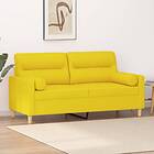 vidaXL 2-sits soffa med prydnadskuddar ljusgul 140 cm tyg 3200826