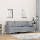 vidaXL 3-places soffa med prydnadskuddar ljusgrå 180 cm tyg 3200917